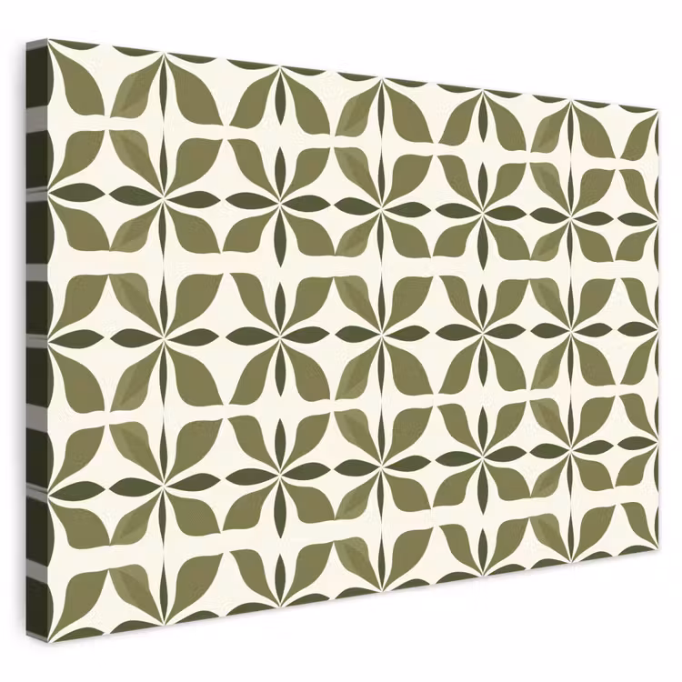 Botanisch - Retro - Groen canvas 2cm klein 34 -3d