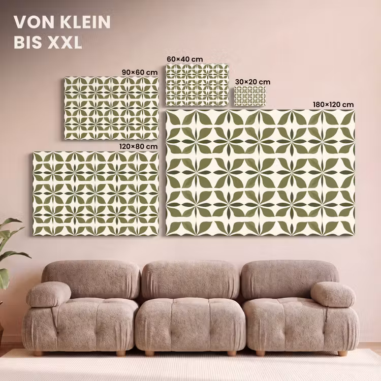 Botanisch - Retro - Groen canvas 2cm klein 34 -Xsfeer8_DE