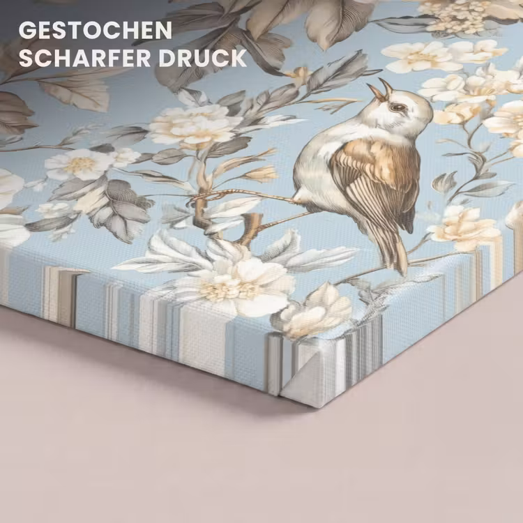 Botanisch - Zangvogel - Blauw canvas 2cm klein 34 -closeup_print_DE