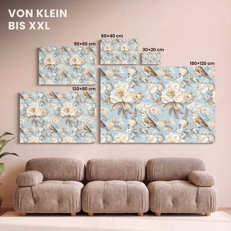 Botanisch - Zangvogel - Blauw canvas 2cm klein 34 -Xsfeer8_DE