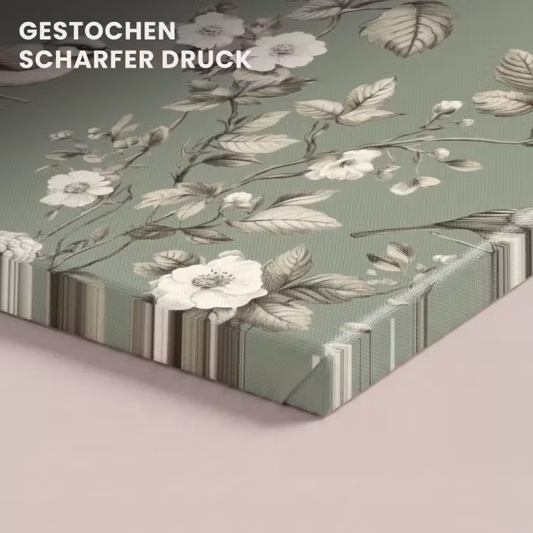 Botanisch - Vogels - Groen canvas 2cm klein 34 -closeup_print_DE