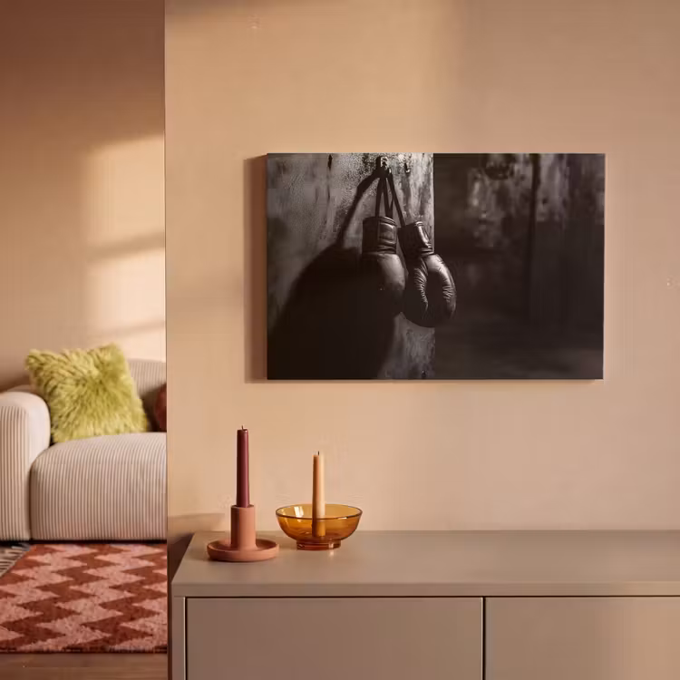 Bokshandschoenen - Muur - Duister - Zwart canvas 2cm klein -sfeer1