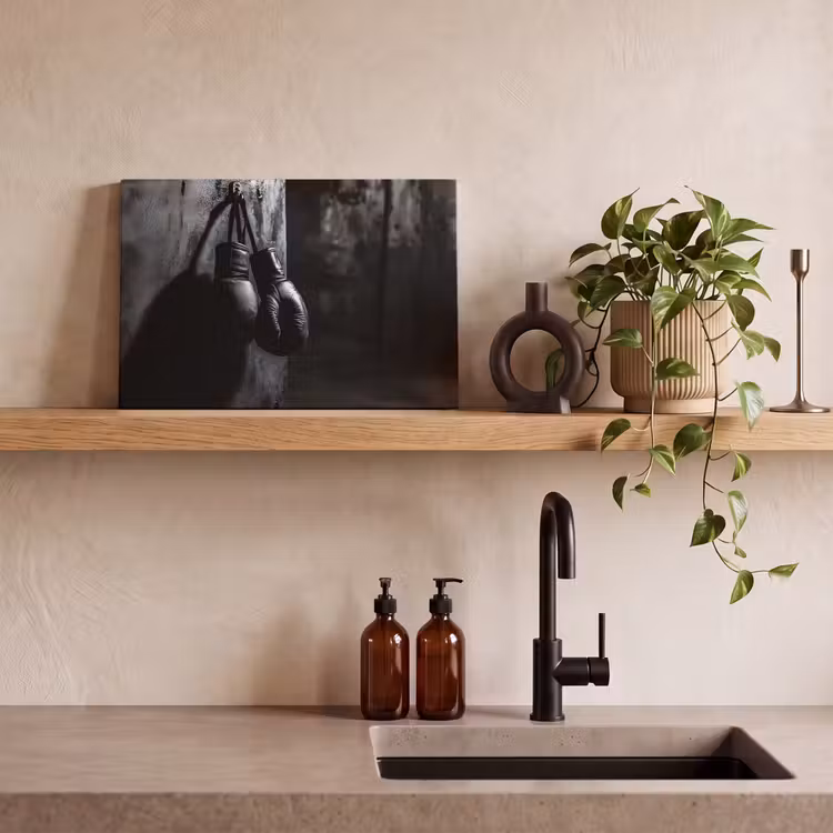 Bokshandschoenen - Muur - Duister - Zwart canvas 2cm klein -sfeer6