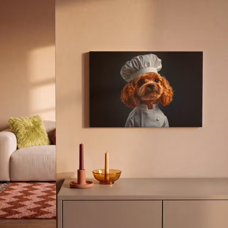 Bruin - Kok - Hondje canvas 2cm klein -sfeer1