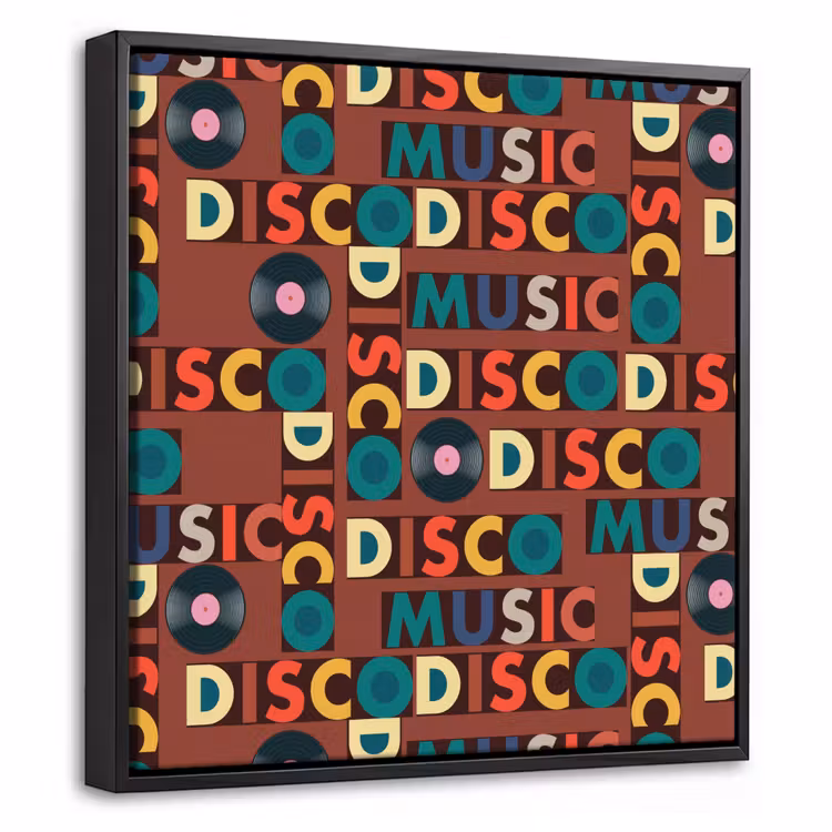 Bruin - Retro - Disco - Patroon Canvas met baklijst klein 1124 -threedimensional_3d_global