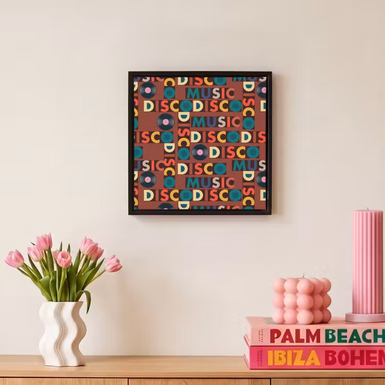 Bruin - Retro - Disco - Patroon Canvas met baklijst klein 1124 -atmosphere_sfeer1_global