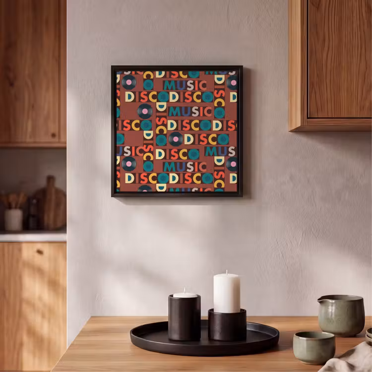 Bruin - Retro - Disco - Patroon Canvas met baklijst klein 1124 -atmosphere_sfeer2_global