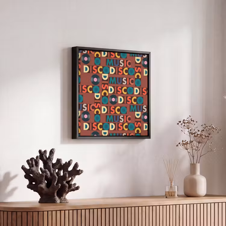 Bruin - Retro - Disco - Patroon Canvas met baklijst klein 1124 -atmosphere_sfeer4_global
