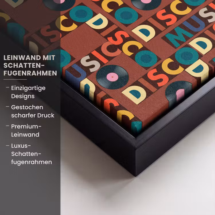 Bruin - Retro - Disco - Patroon Canvas met baklijst klein 1124 -uniquesellingpoint_productkenmerken_DE