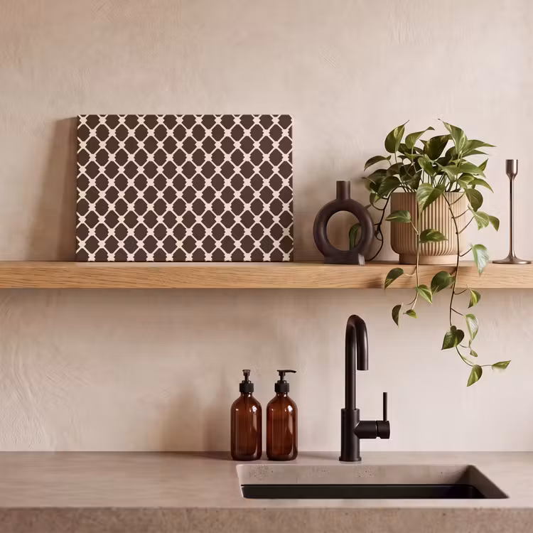 Bruin - Ruitpatroon - Geometrisch canvas 2cm klein 34 -sfeer3