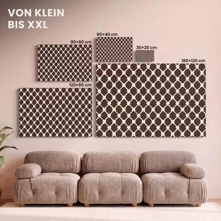 Bruin - Ruitpatroon - Geometrisch canvas 2cm klein 34 -Xsfeer8_DE