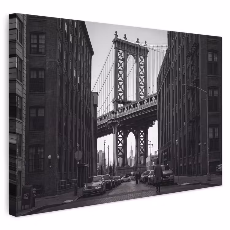 Brug - Stad - Architectuur - Modern - Zwart-wit canvas 2cm klein -3d
