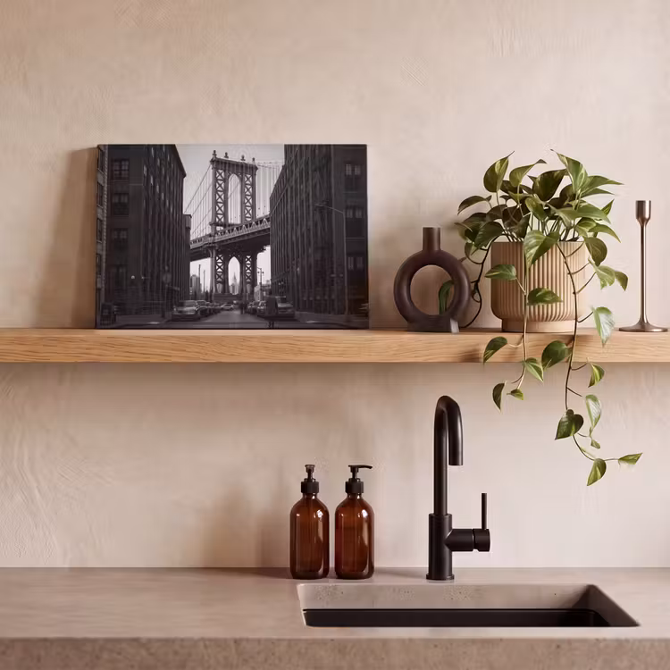 Brug - Stad - Architectuur - Modern - Zwart-wit canvas 2cm klein -sfeer3