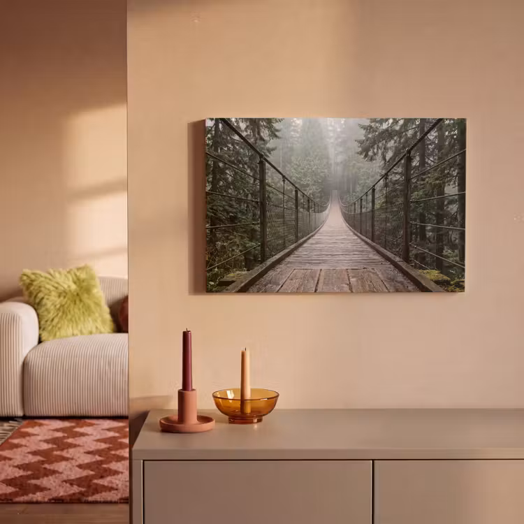 Brug - Bos - Mist - Natuur canvas 2cm klein -sfeer1