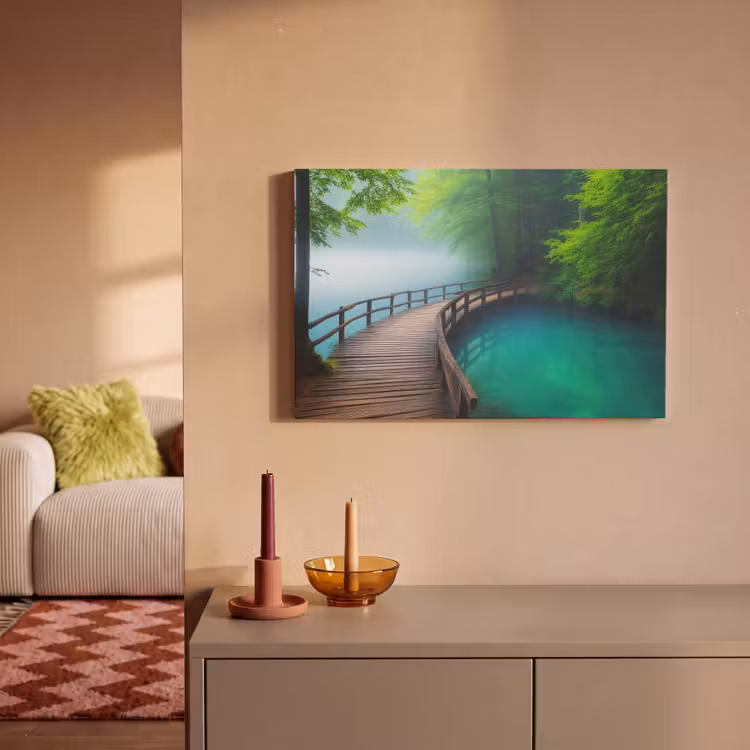 Brug - Water - Rivier - Bos canvas 2cm klein -sfeer1