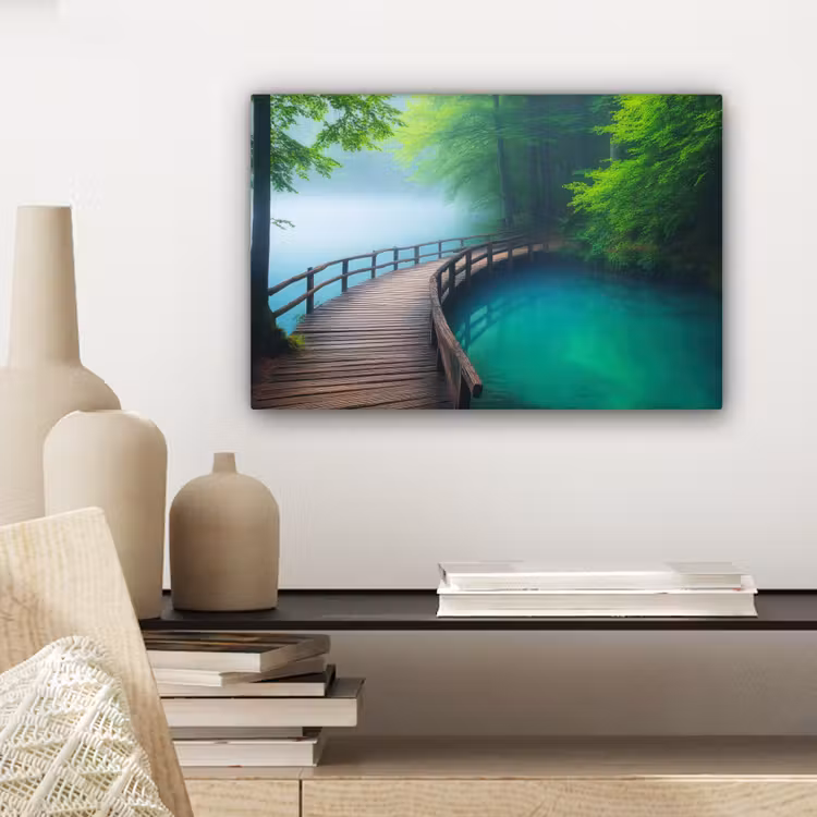Brug - Water - Rivier - Bos canvas 2cm klein -sfeer6