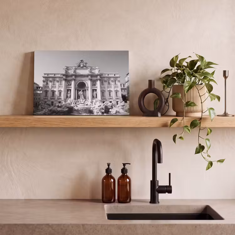 Fontein - Beelden - Architectuur - Zwart-wit canvas 2cm klein -sfeer3