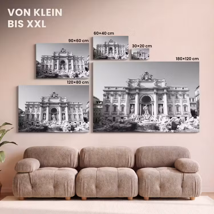 Fontein - Beelden - Architectuur - Zwart-wit canvas 2cm klein -Xsfeer8_DE