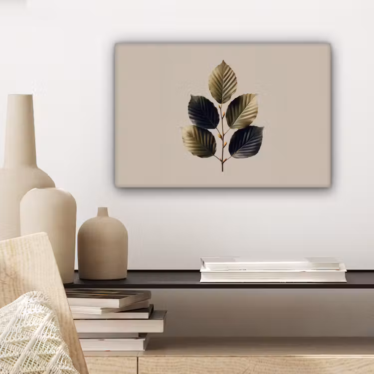 Beukenbladeren - Bruin - Groen - neutraal canvas 2cm klein -closeup_print_DE