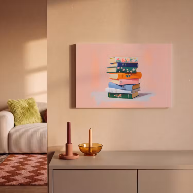 Boeken - Stapel - Kleurrijk canvas 2cm klein -sfeer1