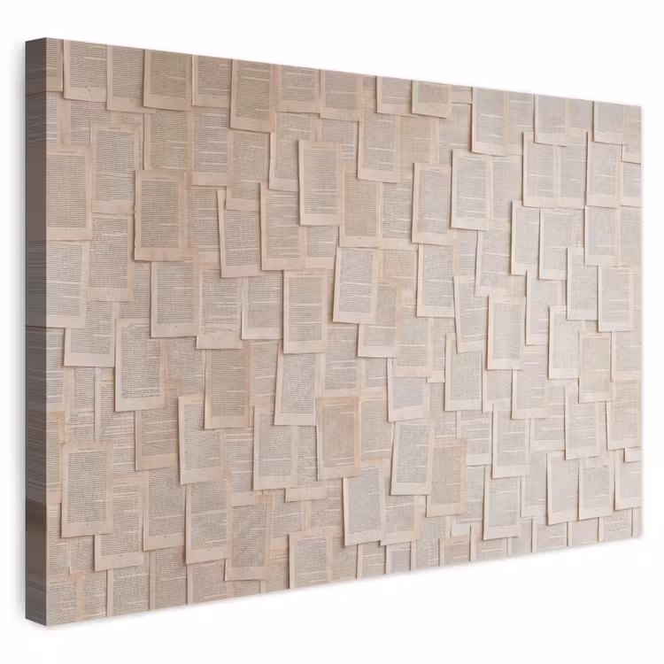 Boekpagina - Collage - Literatuur - Vintage - Beige canvas 2cm klein -3d