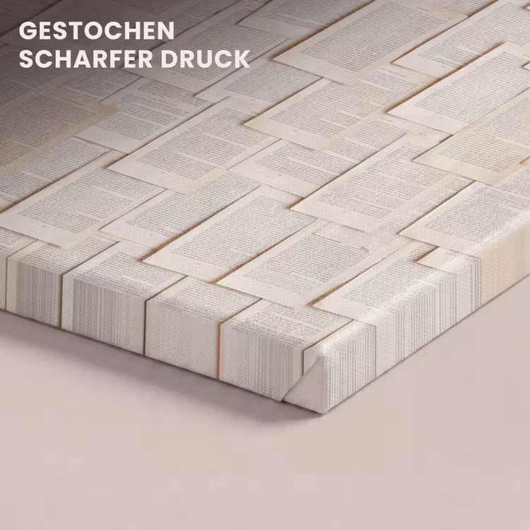 Boekpagina - Collage - Literatuur - Vintage - Beige canvas 2cm klein -closeup_print_DE
