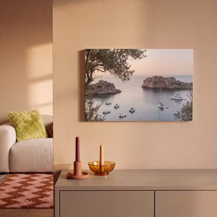 Leinwandbild - Bucht – Boote – Sonnenuntergang - Baai - boten - zonsondergang canvas 2cm klein