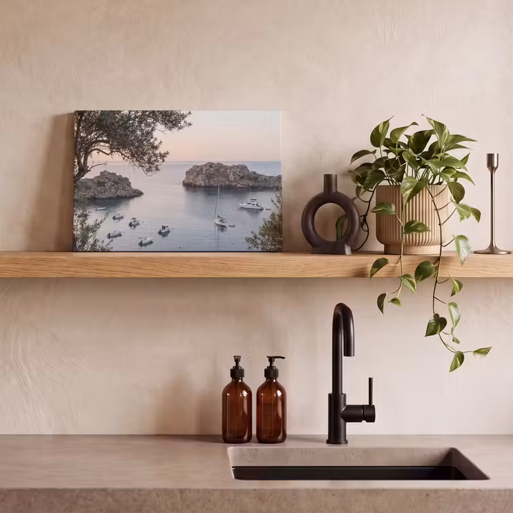 Leinwandbild - Bucht – Boote – Sonnenuntergang - Baai - boten - zonsondergang canvas 2cm klein