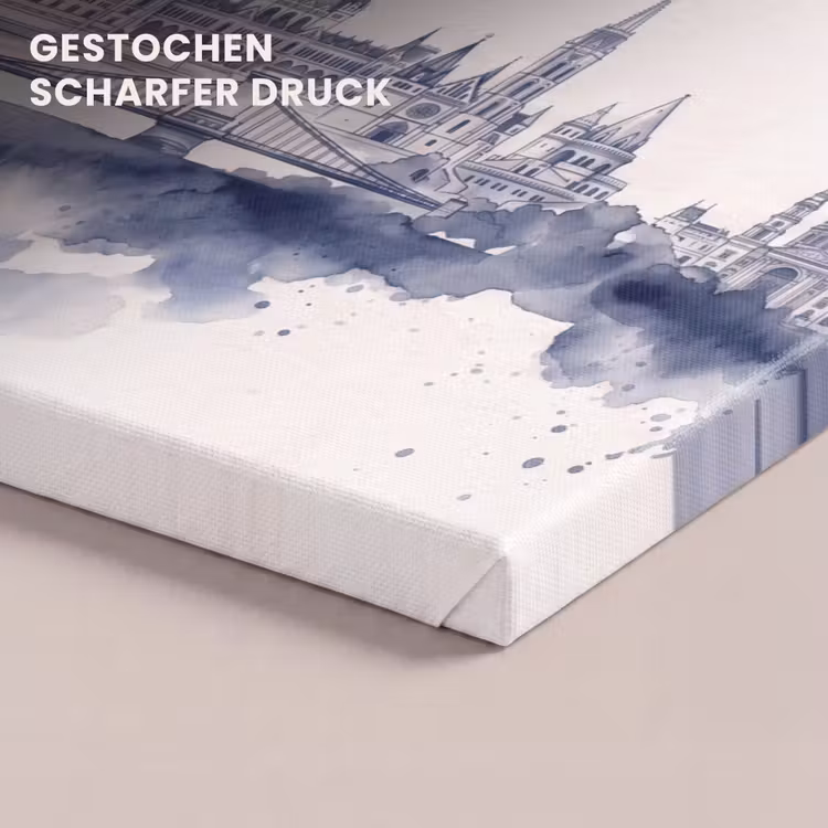 Boedapest - Skyline - Architectuur - Aquarel - Blauw canvas 2cm klein -closeup_print_DE