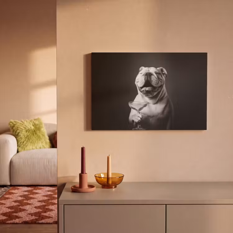 Buldog - Hond - Glas canvas 2cm klein -sfeer1