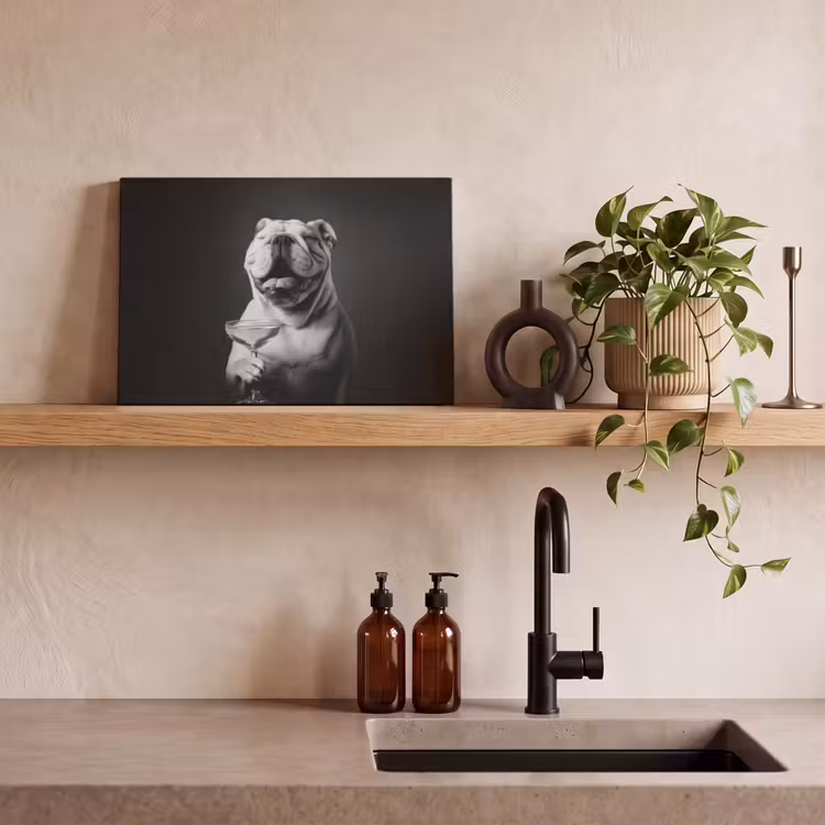 Buldog - Hond - Glas canvas 2cm klein -sfeer6