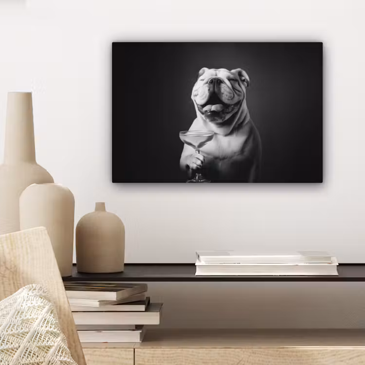 Buldog - Hond - Glas canvas 2cm klein -closeup_print_DE