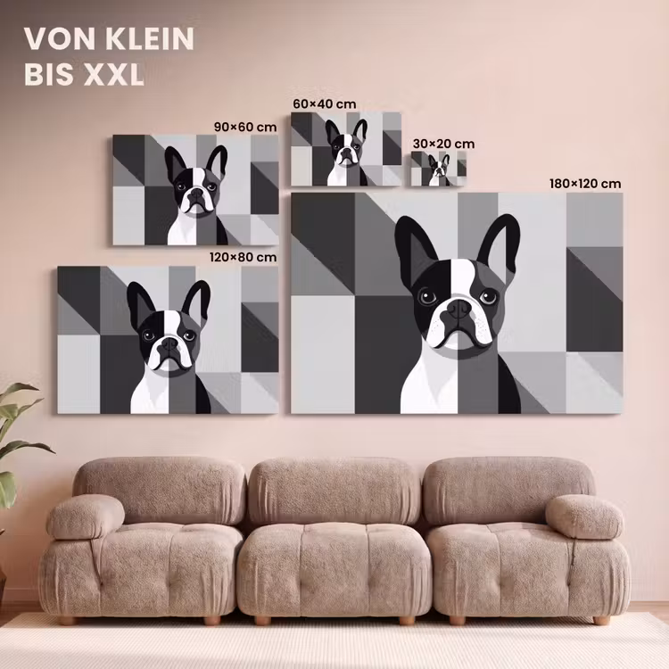Buldog - Zwart - Abstract - Vlakken canvas 2cm klein -Xsfeer8_DE