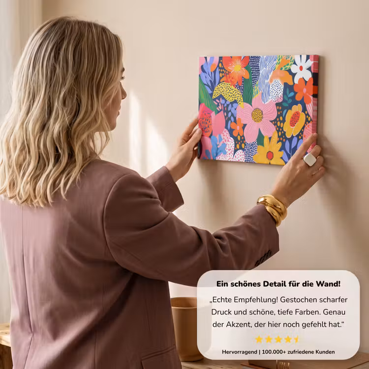 Kleurrijk - Bloemen - Abstract - Stippen canvas 2cm klein -sfeer3