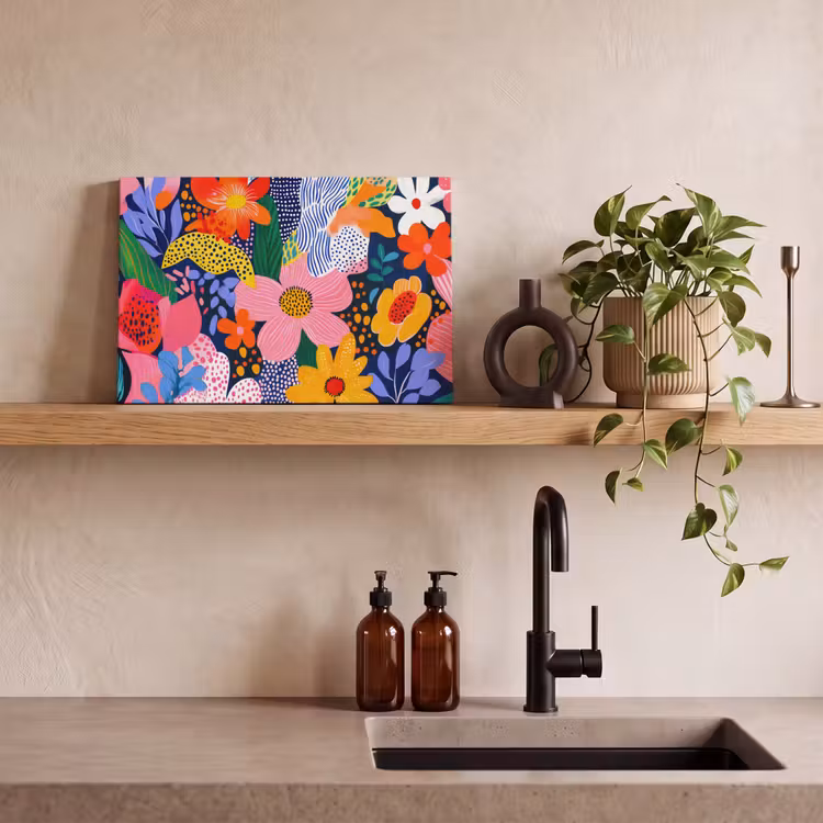 Kleurrijk - Bloemen - Abstract - Stippen canvas 2cm klein -closeup_print_DE