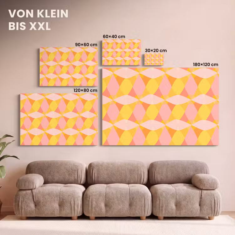 Kleurrijk - Ruitpatroon - Bladvormen canvas 2cm klein 34 -Xsfeer8_DE