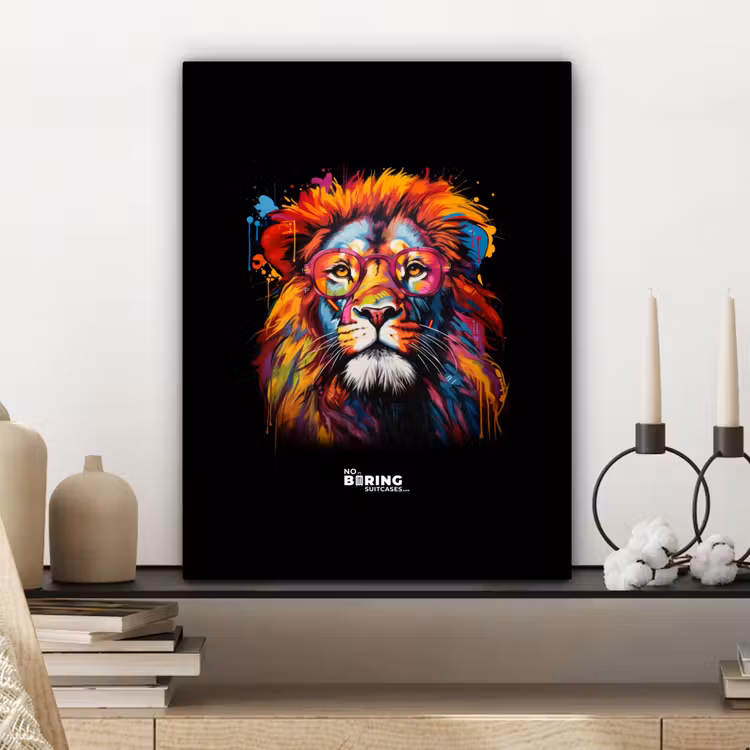 Kleurrijke leeuw in graffiti stijl canvas 2cm klein -sfeer6