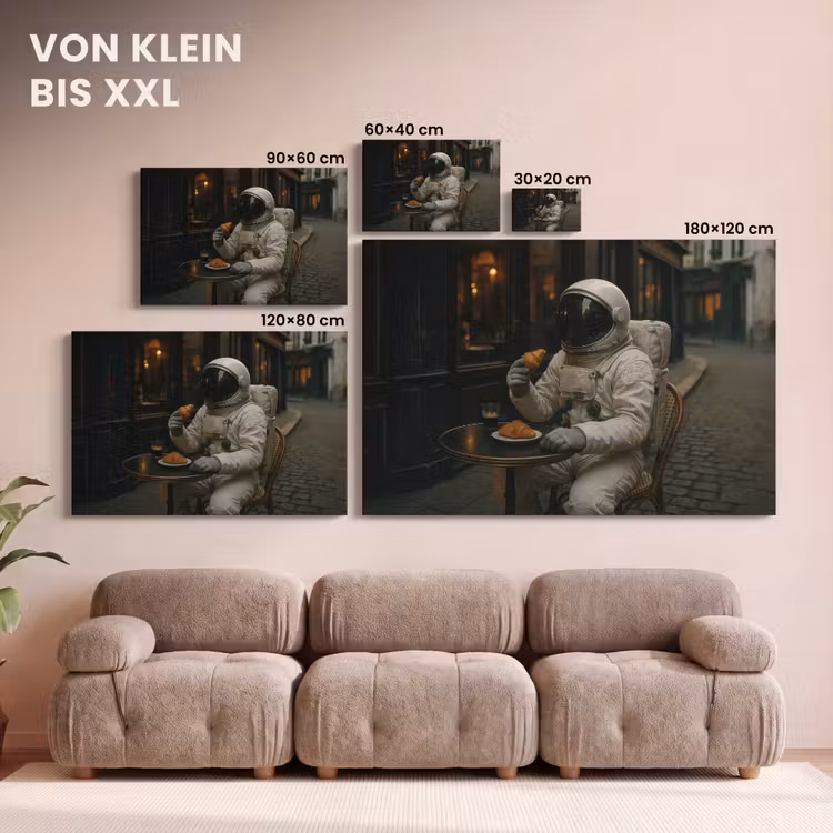Café - Croissant - Koffie - Astronaut canvas 2cm klein -Xsfeer8_DE