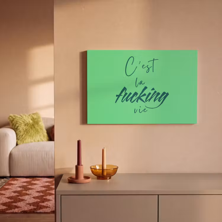 c'est la fucking vie - Groen - Penseelstijl canvas 2cm klein -sfeer1