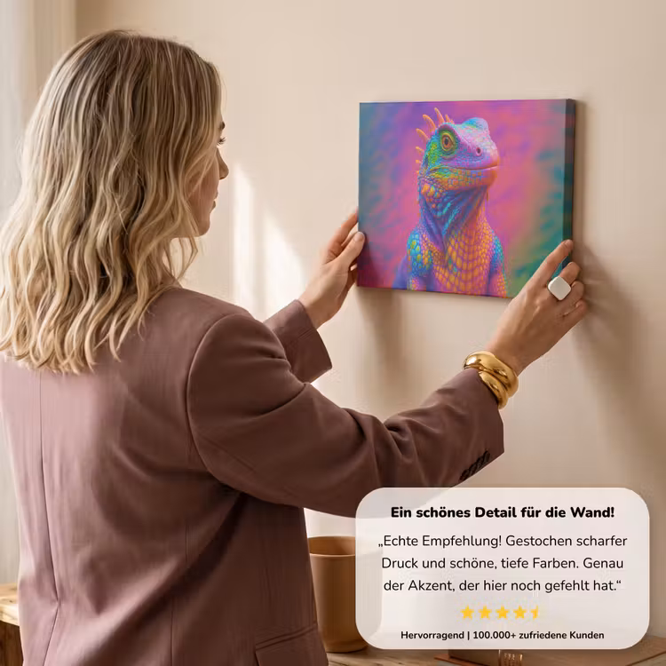 Kameleon - Dieren - Neon - Kleur canvas 2cm klein -sfeer3
