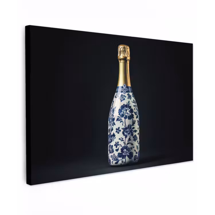 Champagne - Bloemen - Goud - Chique canvas 2cm klein -z3d