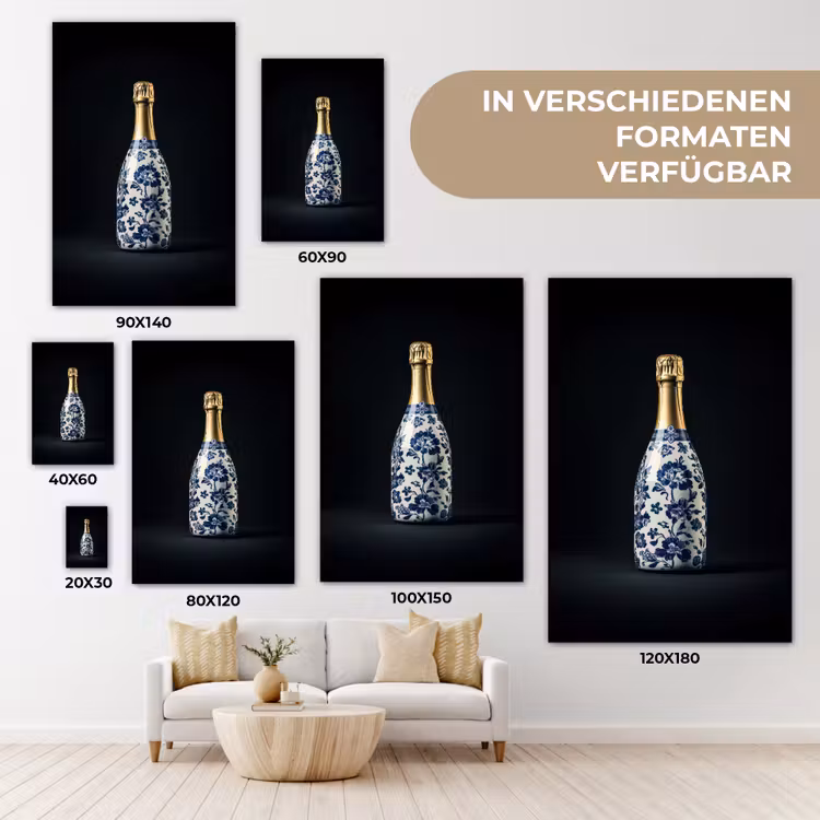 Champagne - Bloemen - Goud - Chique canvas 2cm klein -uniquesellingpoint_afwerking-onlywow_DE
