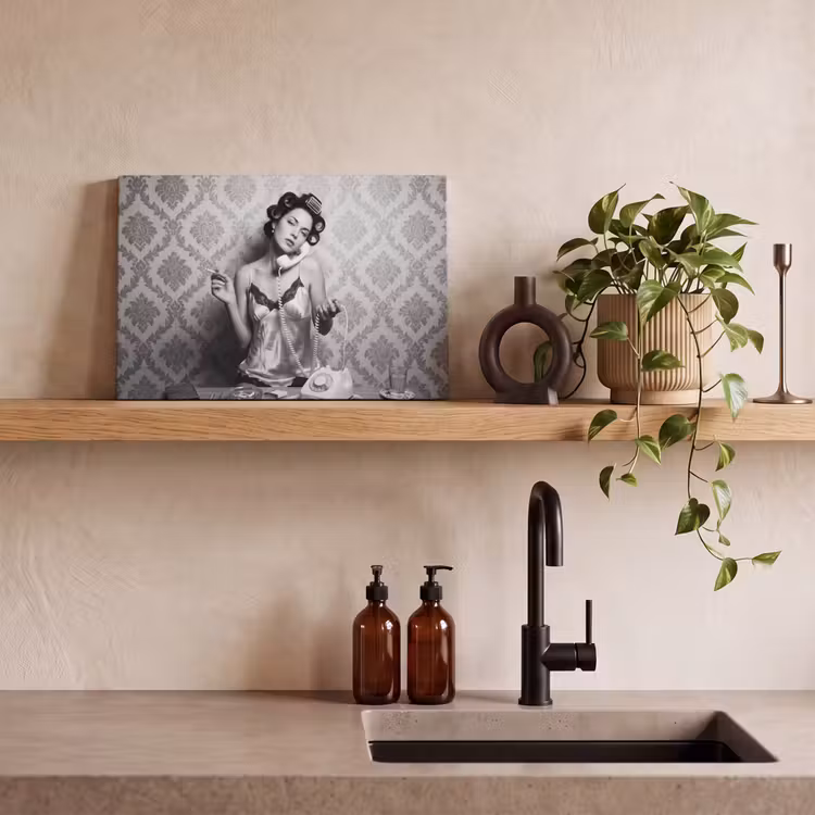 Chic - Vrouw - Zwart - Wit canvas 2cm klein -closeup_print_DE