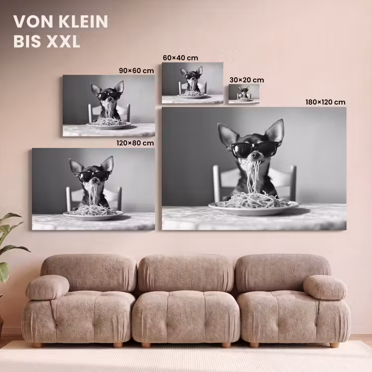 Chihuahua - Hond - Zonnebril - Humoristisch - Zwart - Wit - Spaghetti canvas 2cm klein -Xsfeer8_DE