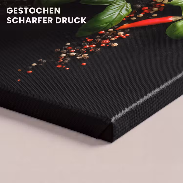 Chilipepers - Basilicum - Blaadjes - Rood canvas 2cm klein -uniquesellingpoint_afwerking-onlywow_DE
