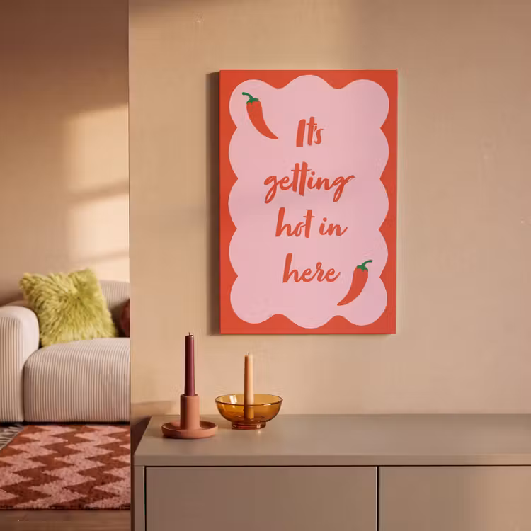 Chilipeper - Red - Hot - Quotes canvas 2cm klein -sfeer1
