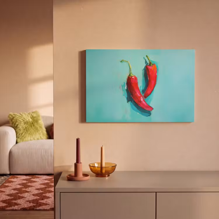 Chilipepers - Geverfd - Rood canvas 2cm klein -sfeer1