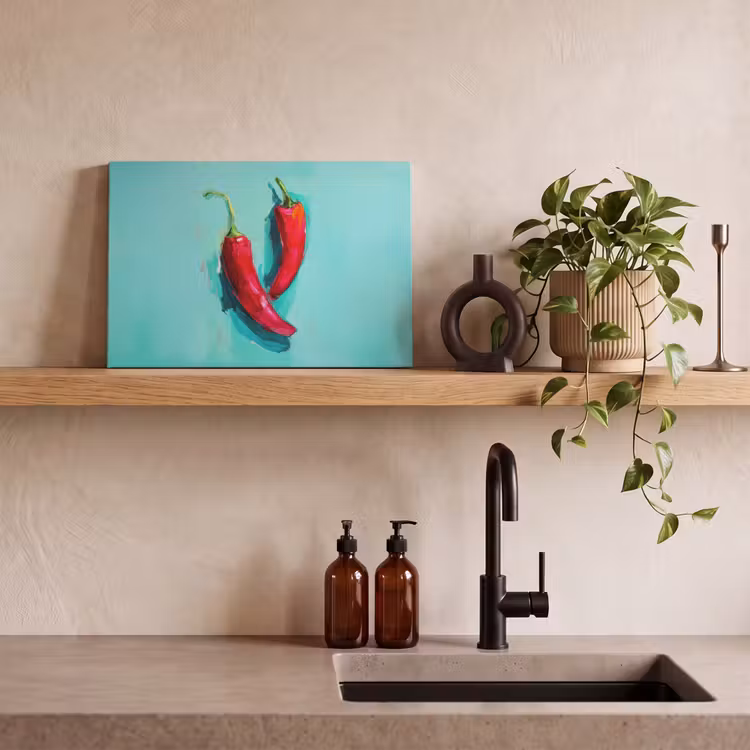 Chilipepers - Geverfd - Rood canvas 2cm klein -closeup_print_DE