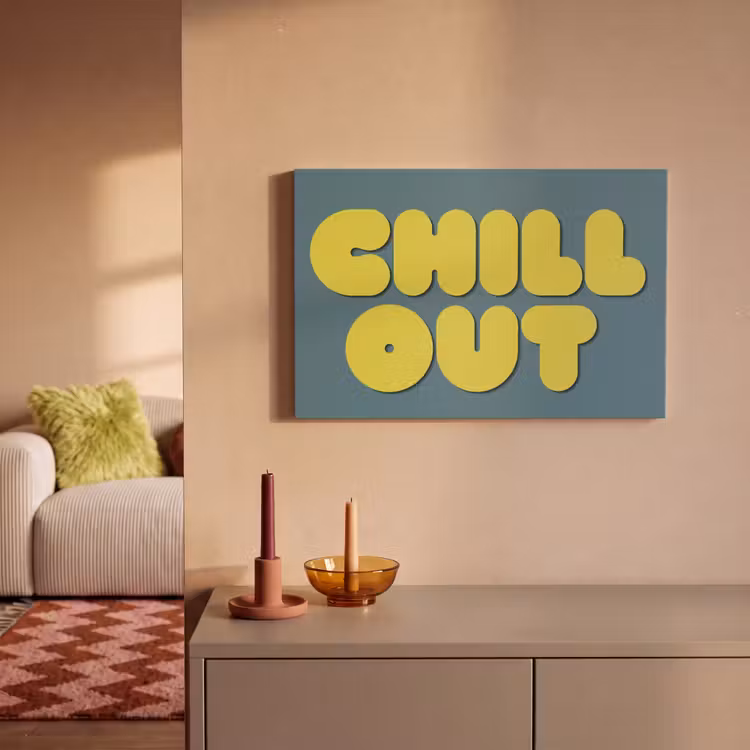 Chill out - Geel - Blauw canvas 2cm klein -sfeer1