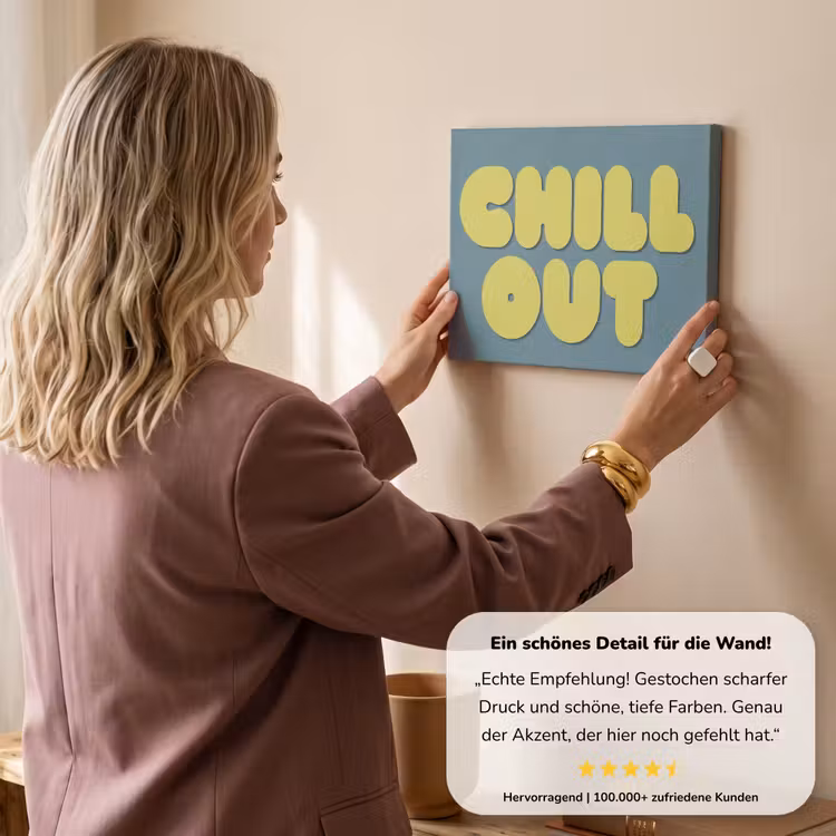 Chill out - Geel - Blauw canvas 2cm klein -sfeer3